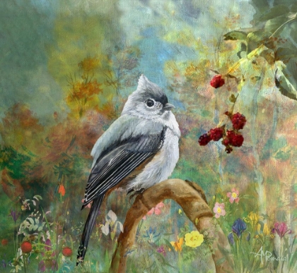 Picture of TITMOUSE IN THE BERRIES GARDEN