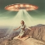 Picture of VINTAGE ALIEN ABDUCTION UFO COLLAGE ART