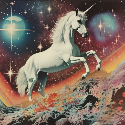 Picture of VINTAGE UNICORN COLLAGE ART