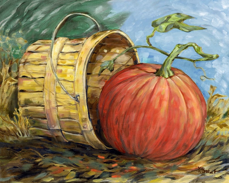 Picture of GLEANING AUTUMN - PUMPKIN AND BASKET - BRIGHT