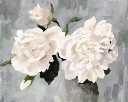 Picture of WHITE BLOOMS IN GRAY VASE I