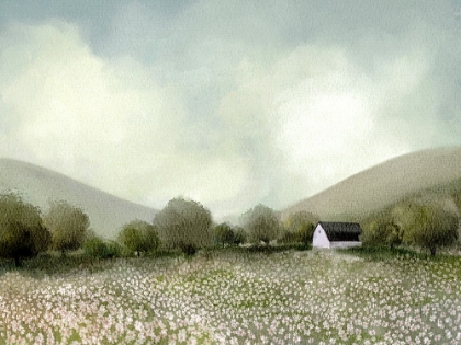 Picture of WHITE BARN AND WILDFLOWERS