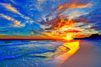 Picture of AMAZING RED BLUE SUNSET BEACH