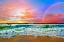 Picture of BEACH RAINBOW COLORFUL OCEAN WAVE SUNSET