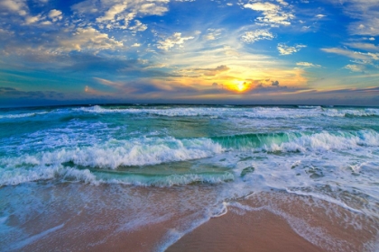Picture of BLUE BEACH WAVES SUNSET TROPICAL SEASCAPE