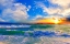 Picture of COLORFUL OCEAN SUNSET BLUE SEASCAPE SUNRISE