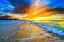 Picture of GOLDEN OCEAN WAVES BRIGHT ORANGE BLUE BEACH SUNSET