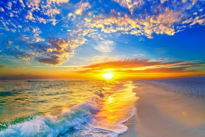 Picture of GOLDEN SUNSET BEACH BLUE SKY