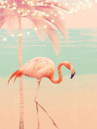 Picture of PINK FLAMINGO ON THE BEACH