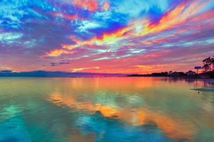 Picture of PINK SUNSET SEA-BEAUTIFUL SUNRISE-CLOUD STREAKS