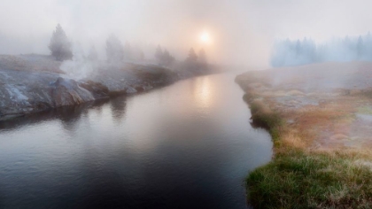 Picture of PANORAMIC VIEW OF A FOGGY RIVER AT DAWN