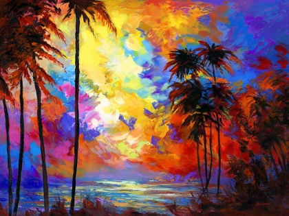 Picture of SUNSET BEACH WITH TROPICAL PALM TREES II