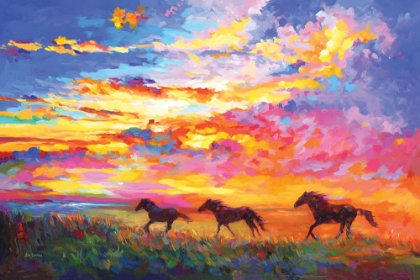 Picture of WILD HORSES RUNNING AT SUNSET
