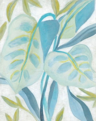 Picture of AQUA TROPICAL LEAVES II