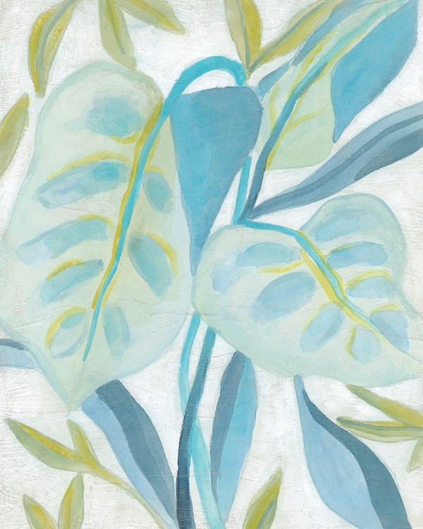 Picture of AQUA TROPICAL LEAVES II