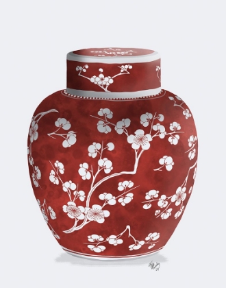 Picture of CHINOISERIE CHERRY BLOSSOM GINGER JAR, RED