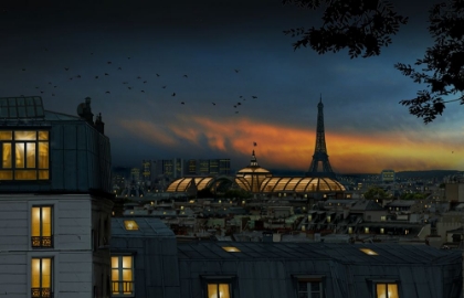 Picture of ROOFS OF PARIS AT BLUE HOUR