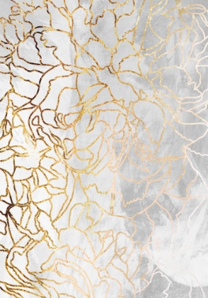 Picture of ABSTRACT GOLD PEONIES LINE ART CONCRETE