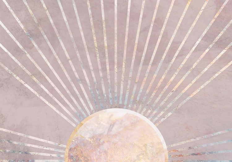 Picture of GOLD SUN RAYS MURAL PINK