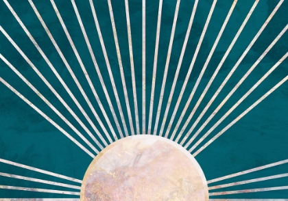Picture of GOLD SUN RAYS MURAL TURQUOISE