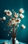 Picture of WHITE FLOWERS ON TURQUOISE BACKGROUND