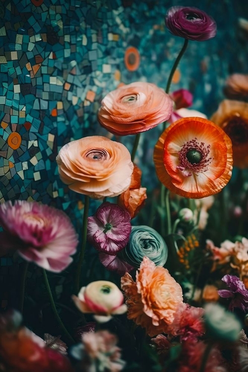 Picture of FLOWERS AND MOSAIC