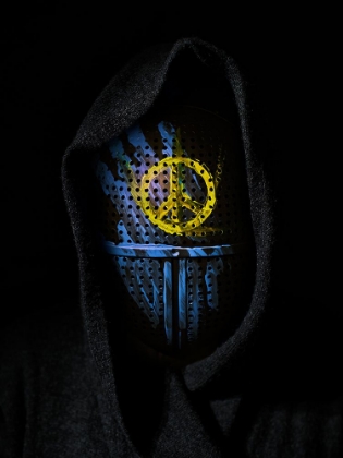 Picture of A MASK PAINTED IN THE COLORS OF THE UKRAINIAN FLAG