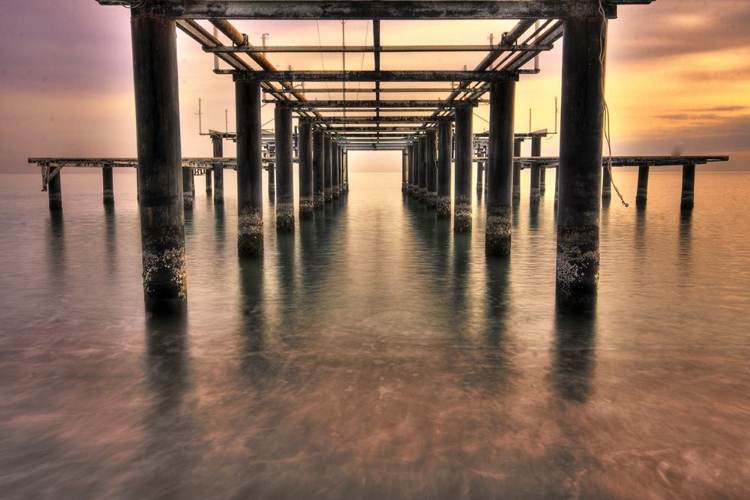 Picture of OLD PIER AND BEAUTIFUL SUNSET