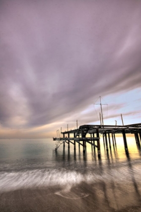 Picture of OLD PIER AND BEAUTIFUL SUNSET