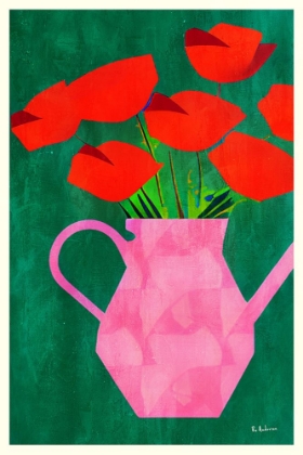 Picture of RED POPPIES IN A PINK VASE