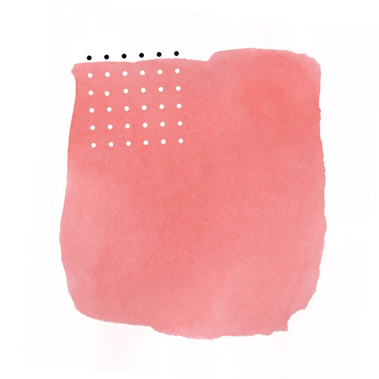 Picture of ABSTRACT PINK WATERCOLOR BRUSHSTROKE WITH BLACK AND WHITE POLKA DOTS
