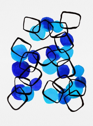 Picture of BLUE SHAPES CHAIN SQUARES ABSTRACT