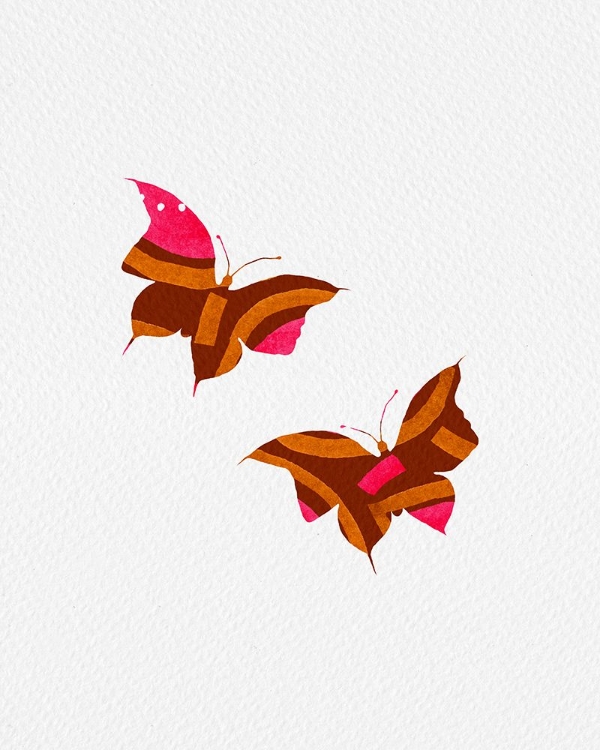 Picture of BUTTERFLIES PINK BROWN SHAPE SILHOUETTE