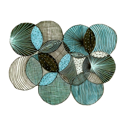 Picture of CIRCLES INTERLOCKING 2 GREEN GRAY ABSTRACT