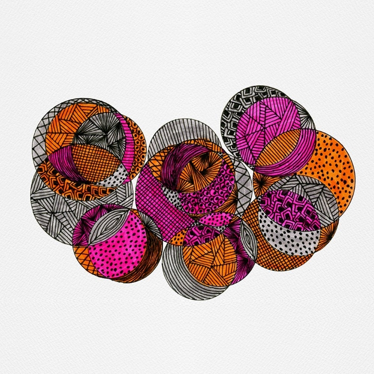 Picture of CIRCLES INTERLOCKING PINK ORANGE GRAY ABSTRACT