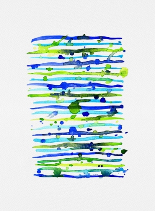 Picture of LINE SPLATTER BLUE GREEN WATERCOLOR