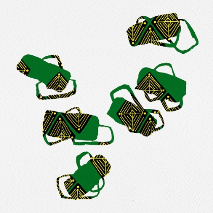 Picture of TRIBAL ABSTRACT SHAPES GREEN