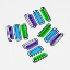 Picture of RECTANGLE SHAPES GROUPIE BLUE GREEN