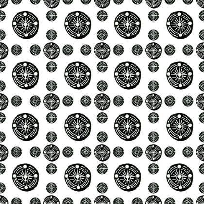 Picture of BLACK WHITE TRIBAL ETHNIC CIRCLES GEOMETRIC