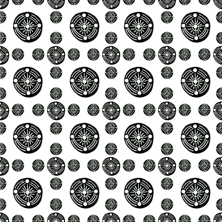 Picture of BLACK WHITE TRIBAL ETHNIC CIRCLES GEOMETRIC