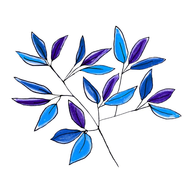 Picture of BLUE FLORAL BRANCHES 2