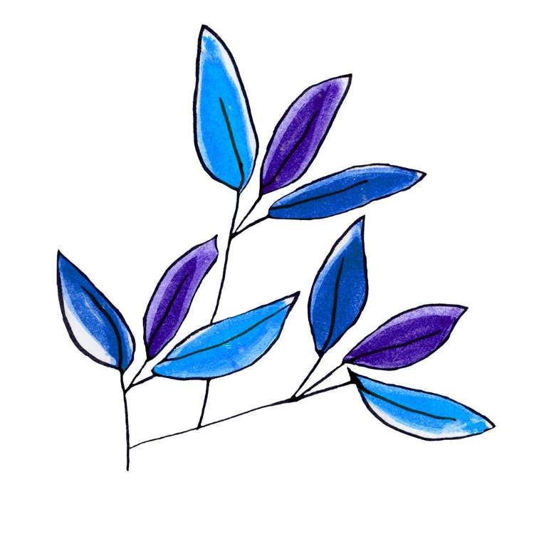 Picture of BLUE FLORAL BRANCHES