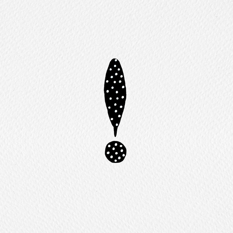Picture of EXCLAMATION MARK BLACK POLKA DOTS