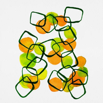 Picture of SHAPES CHAIN SQUARES ORANGE GREEN ABSTRACT