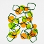 Picture of SHAPES CHAIN SQUARES ORANGE GREEN ABSTRACT