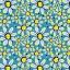 Picture of COOL FLOWER GARDEN YELLOW GRAY ON BLUE