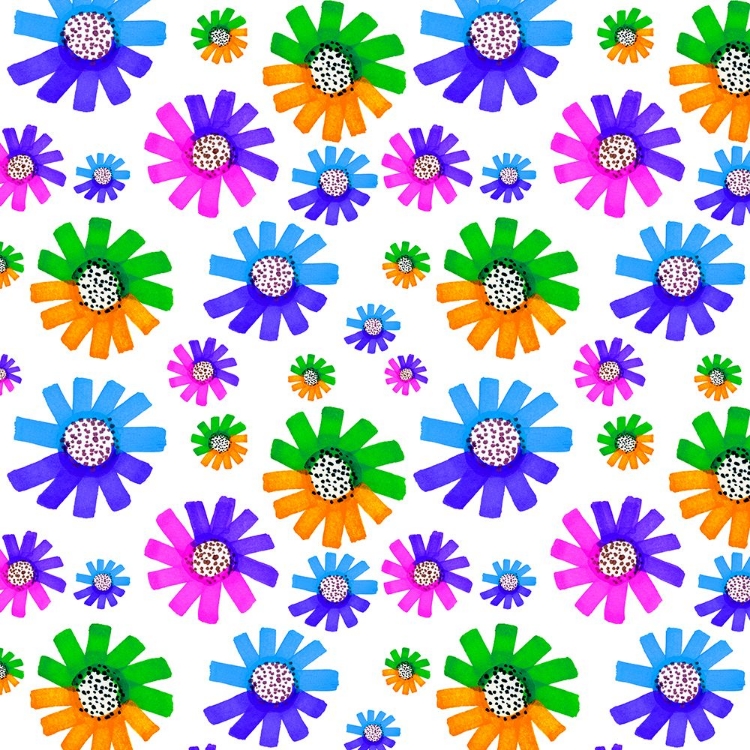 Picture of FANCY FLORALS GREEN BLUE LAVENDER ORANGE