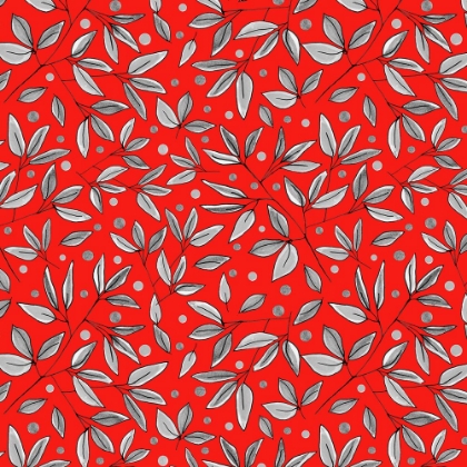 Picture of FLORAL BRANCHES GRAY ON RED