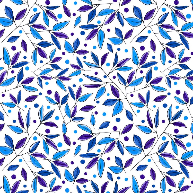 Picture of FLORAL BRANCHES NAVY INDIGO