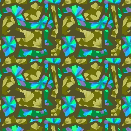 Picture of FLORAL DUO CUTOUTS OLIVE BLUE ON GREEN